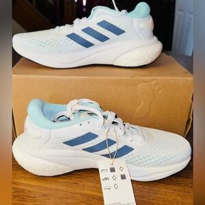 Adidas Cloud White and Sky Blue Sneakers